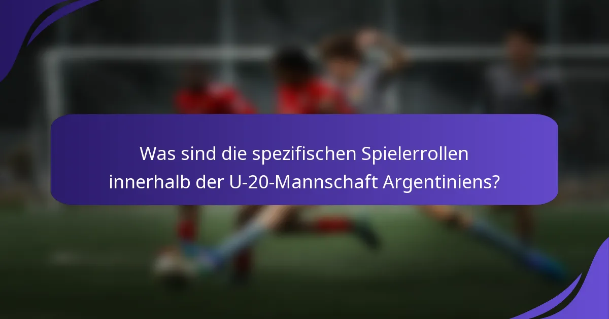 Was sind die spezifischen Spielerrollen innerhalb der U-20-Mannschaft Argentiniens?
